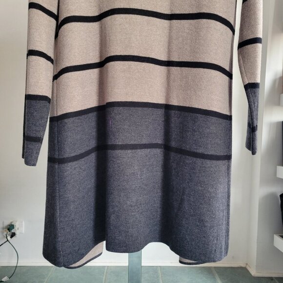 Apt. 9 Open Front Long Cardigan Sweater Women’s Large/Oatmeal & Gray Colorblock - Picture 11 of 16